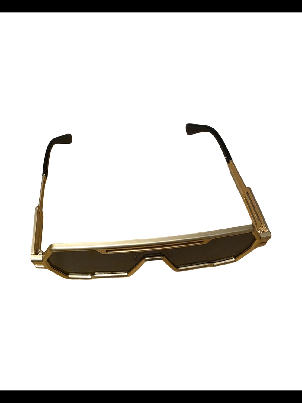 Men’s Gold Slim Shield Sunglasses - Modern Metallic Style